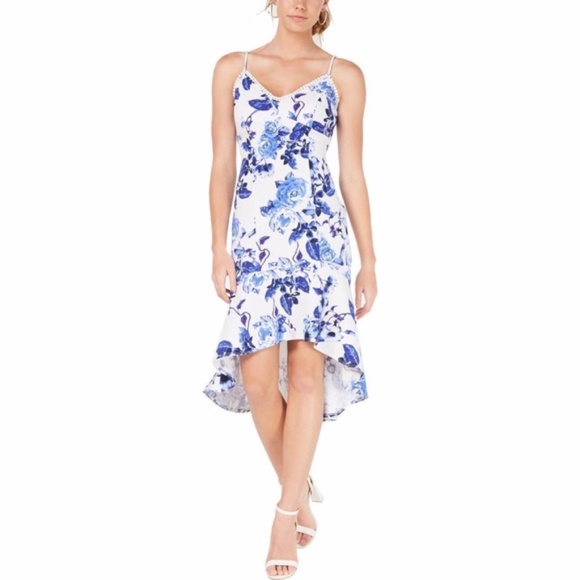 Jump Apparel Womens Juniors Floral Hi-Low Flounce - Picture 1 of 8